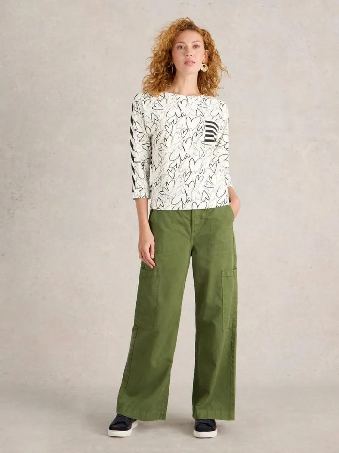 Women DEMI DOLMAN TOP White Print White Stuff Tops and Tees
