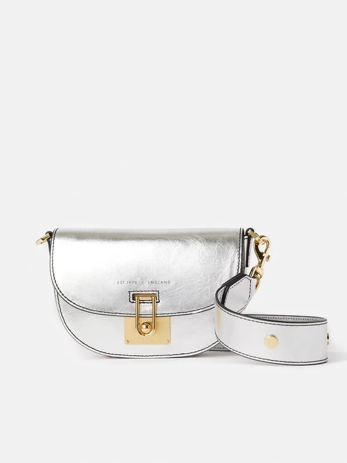 Women Denbigh Studded Leather Bag Silver Jigsaw Leather