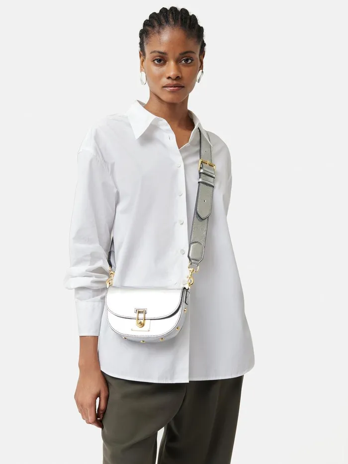 Women Denbigh Studded Leather Bag Silver Jigsaw Leather