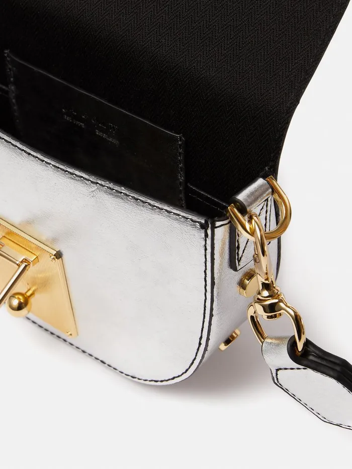 Women Denbigh Studded Leather Bag Silver Jigsaw Leather