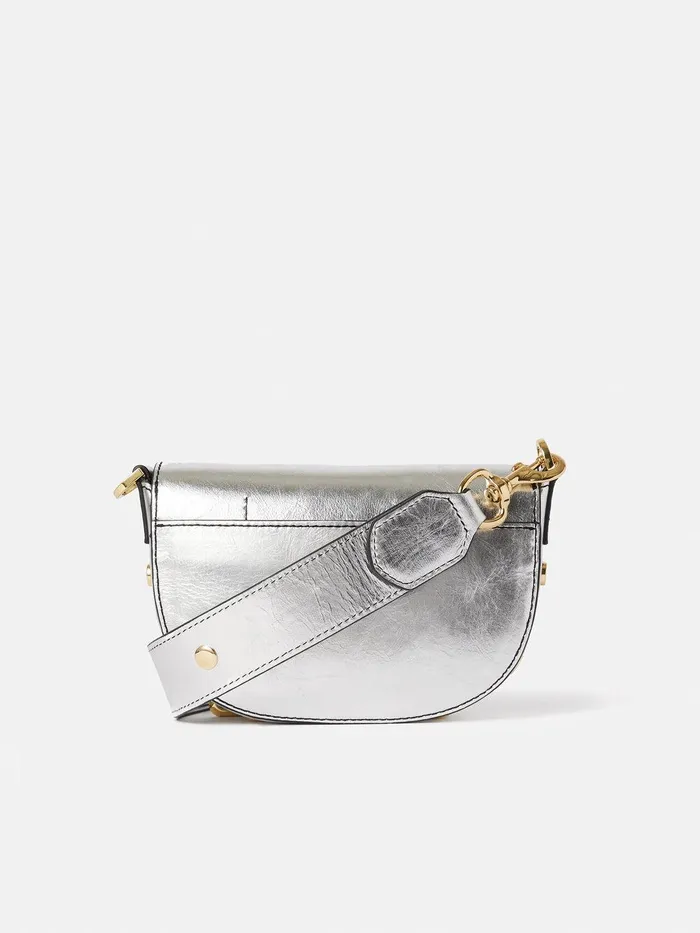 Women Denbigh Studded Leather Bag Silver Jigsaw Leather