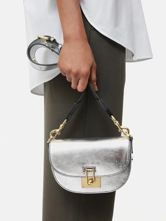 Women Denbigh Studded Leather Bag Silver Jigsaw Leather
