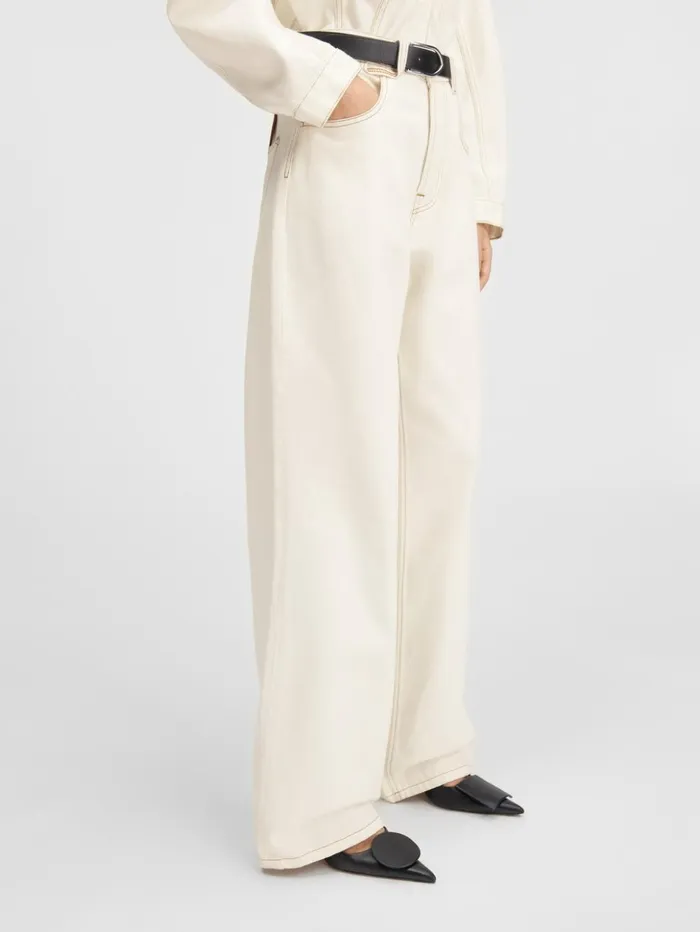 Women Denim JACQUEMUS The Wide DeNmes Denim Pants Offwhitetabac Women Denim JACQUEMUS The Wide DeNmes Denim Pants Offwhitetabac