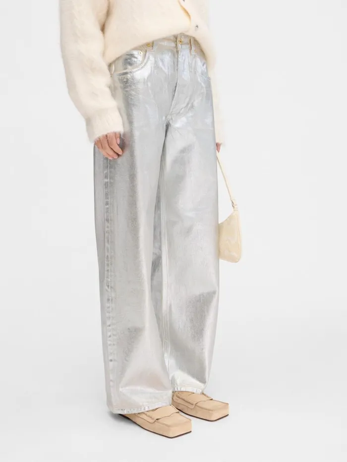 Women Denim JACQUEMUS The Wide DeNmes Denim Pants Silver