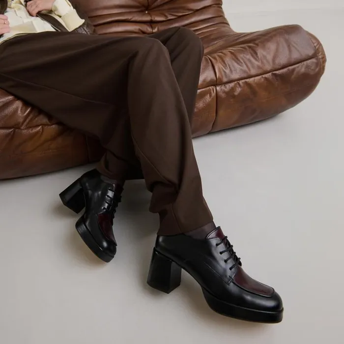 Women Derbies With Heels Blackburgundy JONAK Derbies Oxfords