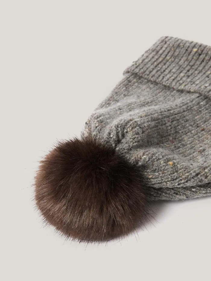 Women Donegal Pom Hat Grey Jigsaw Knitwear and Cashmere