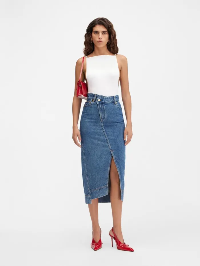 Women Dresses and Skirts JACQUEMUS The DeNmes Denim Skirt Bluetabac