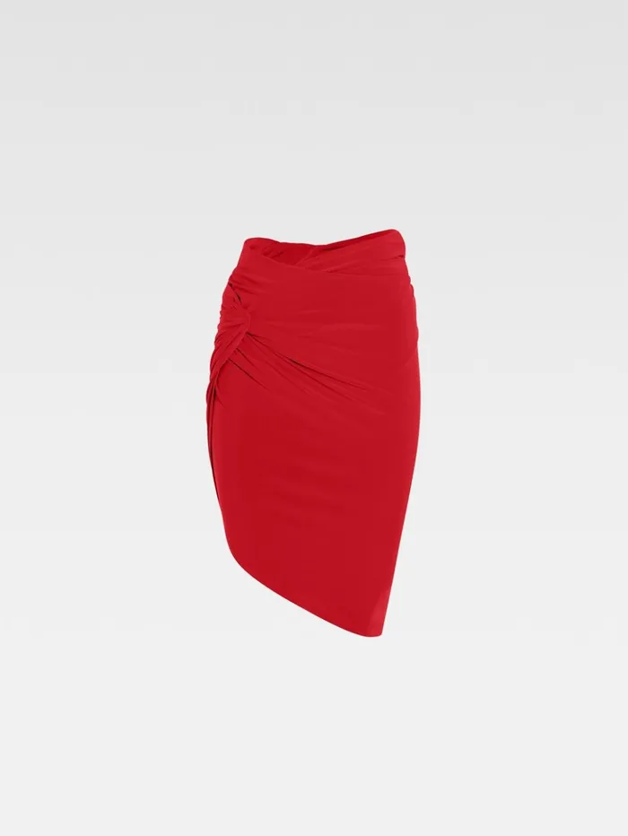 Women Dresses and Skirts JACQUEMUS The Drapeado Mini Skirt Dark Red Women Dresses and Skirts JACQUEMUS The Drapeado Mini Skirt Dark Red