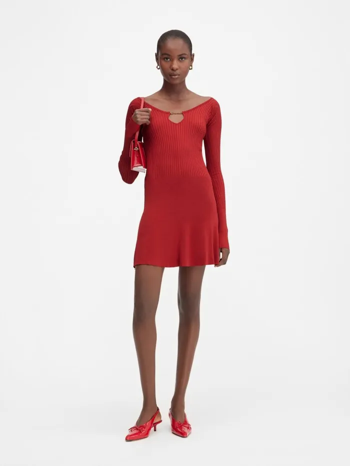Women Dresses and Skirts JACQUEMUS The Pral Mini Dress Dark Red