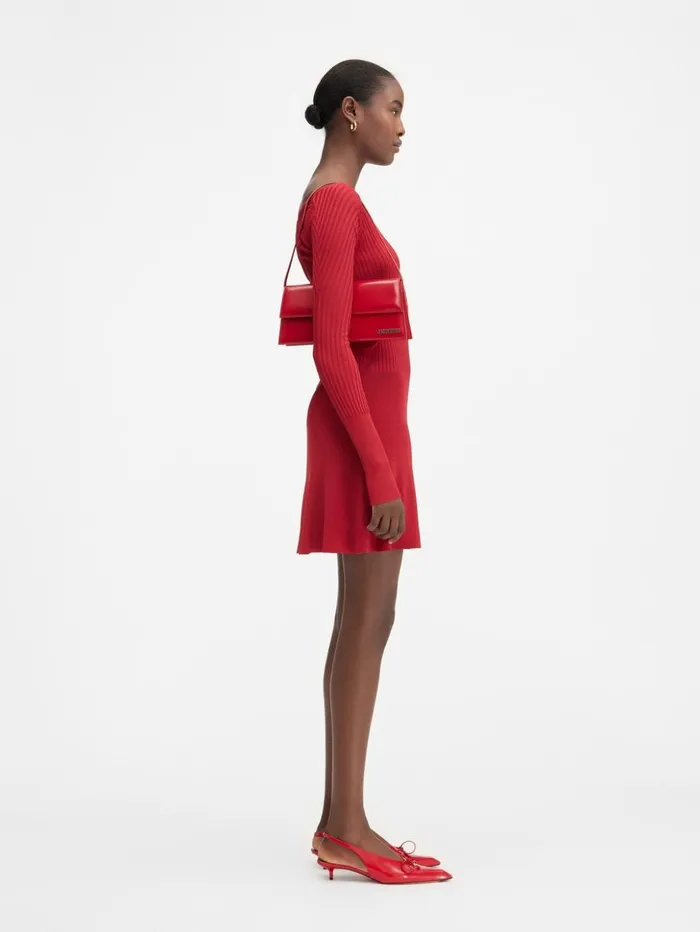 Women Dresses and Skirts JACQUEMUS The Pral Mini Dress Dark Red Women Dresses and Skirts JACQUEMUS The Pral Mini Dress Dark Red