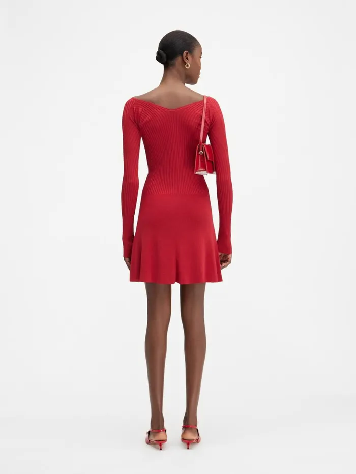 Women Dresses and Skirts JACQUEMUS The Pral Mini Dress Dark Red Women Dresses and Skirts JACQUEMUS The Pral Mini Dress Dark Red
