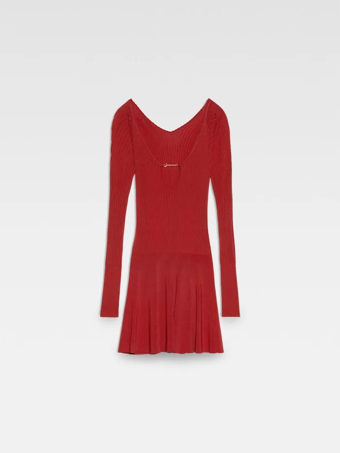 Women Dresses and Skirts JACQUEMUS The Pral Mini Dress Dark Red Women Dresses and Skirts JACQUEMUS The Pral Mini Dress Dark Red