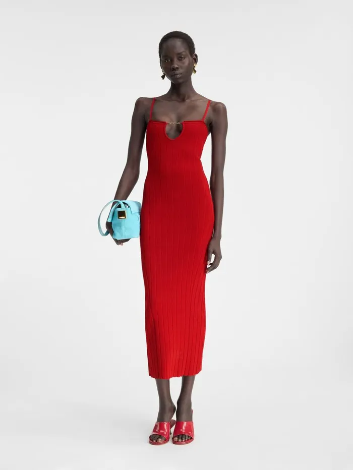 Women Dresses and Skirts JACQUEMUS The Sierra Dress With Straps Dark Red