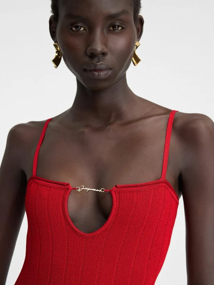 Women Dresses and Skirts JACQUEMUS The Sierra Dress With Straps Dark Red