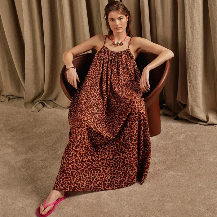 Women Dresses Love Stories Apricot Dress Leopard Brown
