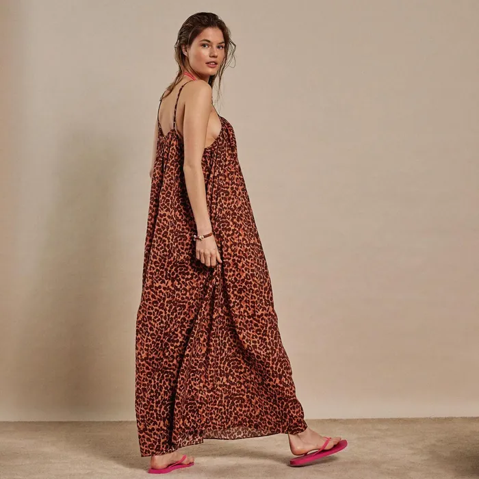 Women Dresses Love Stories Apricot Dress Leopard Brown