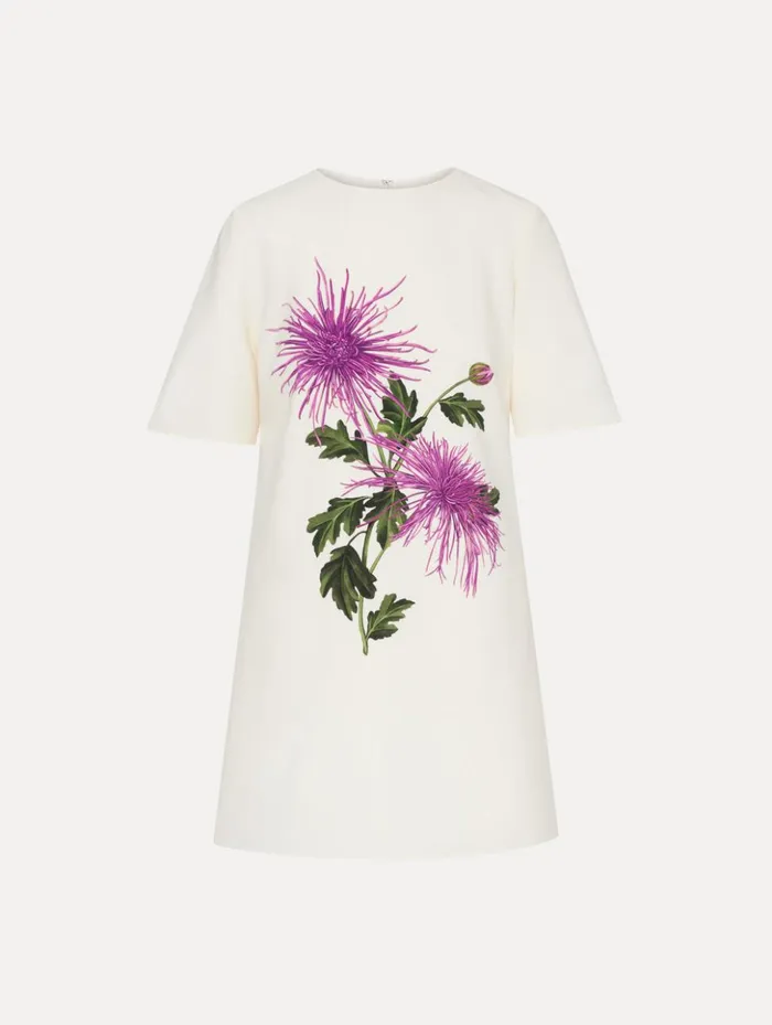 Women Dresses Oscar De La Renta Chrysanthemum Shift Dress Purple Ivory