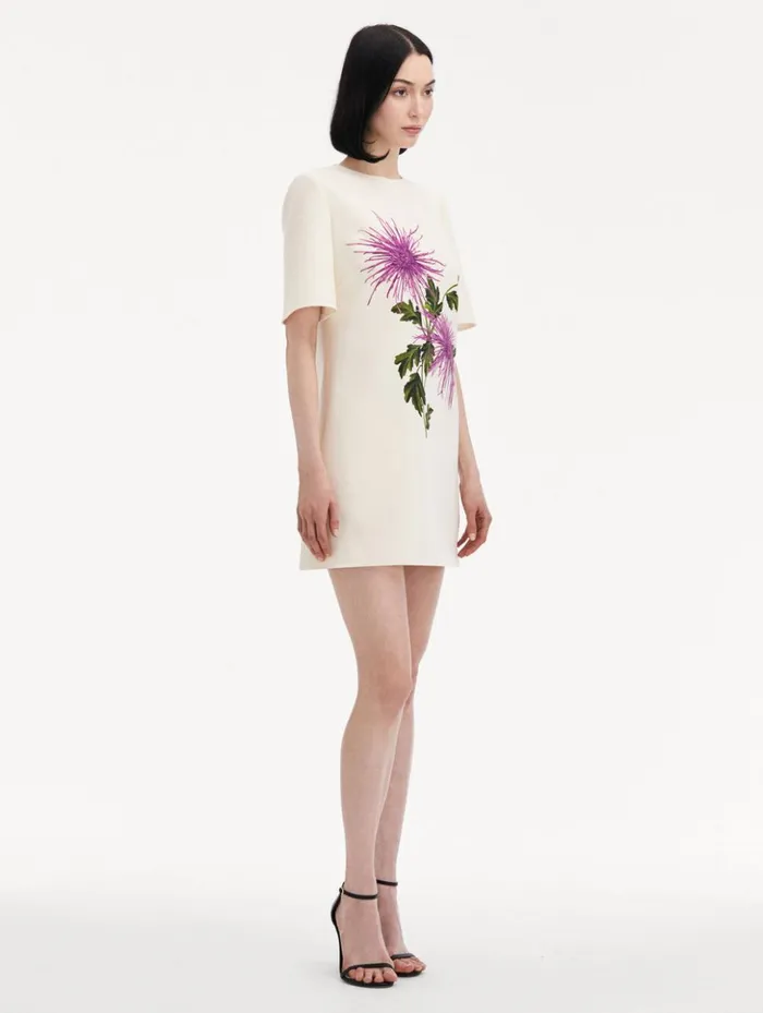 Women Dresses Oscar De La Renta Chrysanthemum Shift Dress Purple Ivory