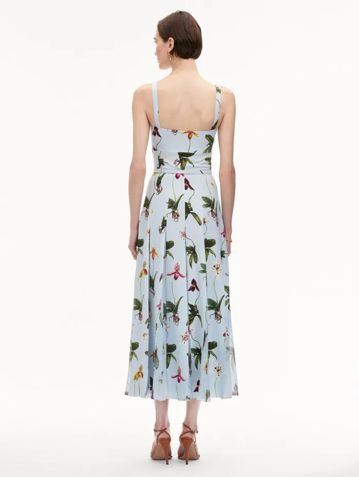 Women Dresses Oscar De La Renta Orchid Cady Inset Maxi Dress Light Blue Multi Women Dresses Oscar De La Renta Orchid Cady Inset Maxi Dress Light Blue Multi
