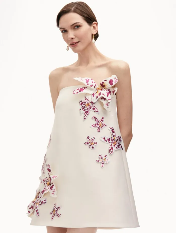 Women Dresses Oscar De La Renta Watercolor Orchid Cocktail Dress Ivory Women Dresses Oscar De La Renta Watercolor Orchid Cocktail Dress Ivory