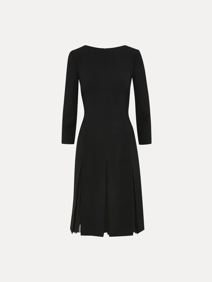 Women Dresses Oscar De La Renta Wool and Chiffon Inset Dress Black