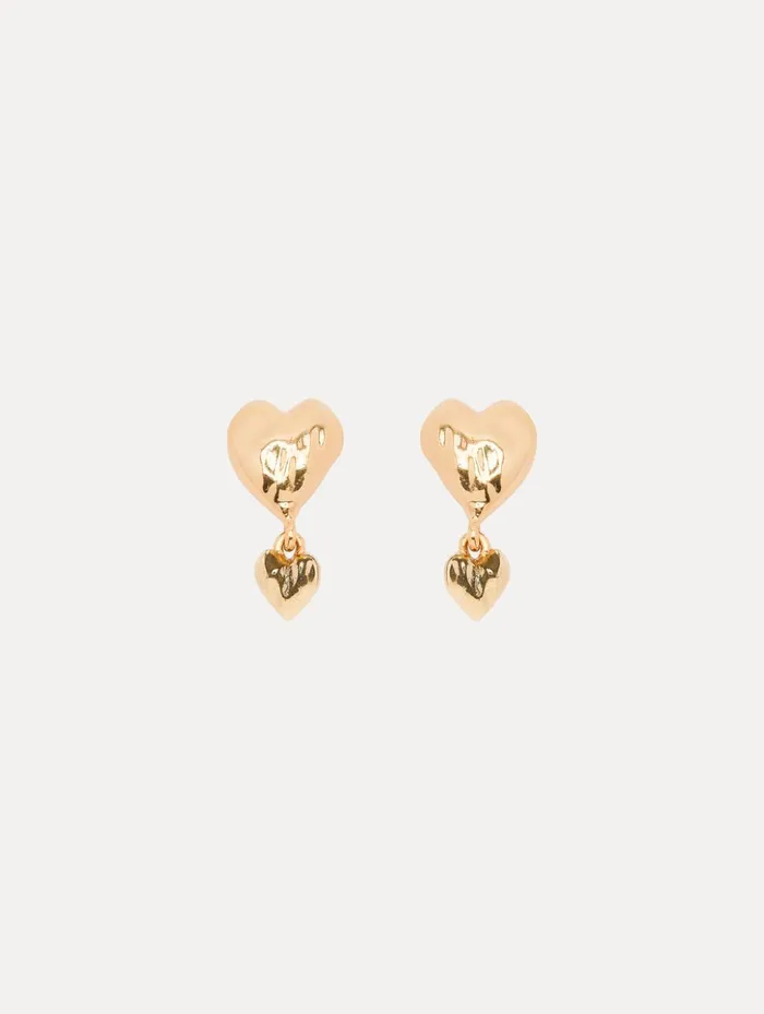 Women Earrings Oscar De La Renta Double Heart Earrings Gold