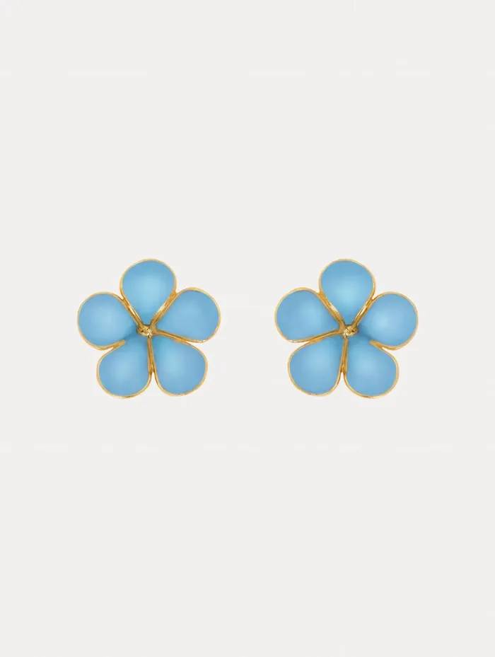 Women Earrings Oscar De La Renta Enamel Flower Stud Earrings Blue