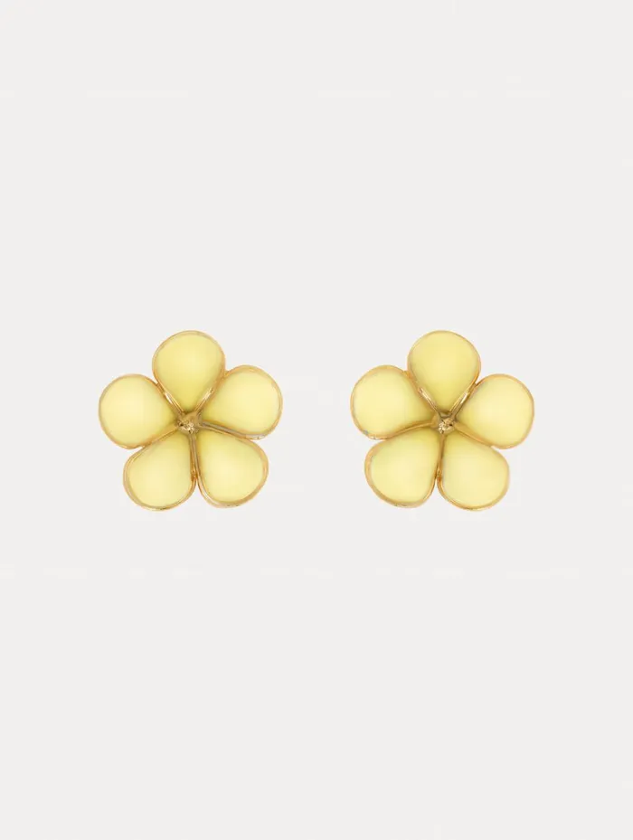 Women Earrings Oscar De La Renta Enamel Flower Stud Earrings Yellow