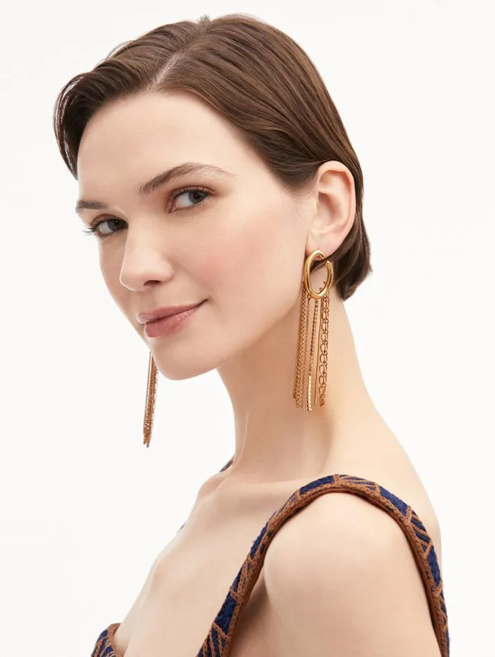 Women Earrings Oscar De La Renta O Chain Fringe Earrings Gold Women Earrings Oscar De La Renta O Chain Fringe Earrings Gold