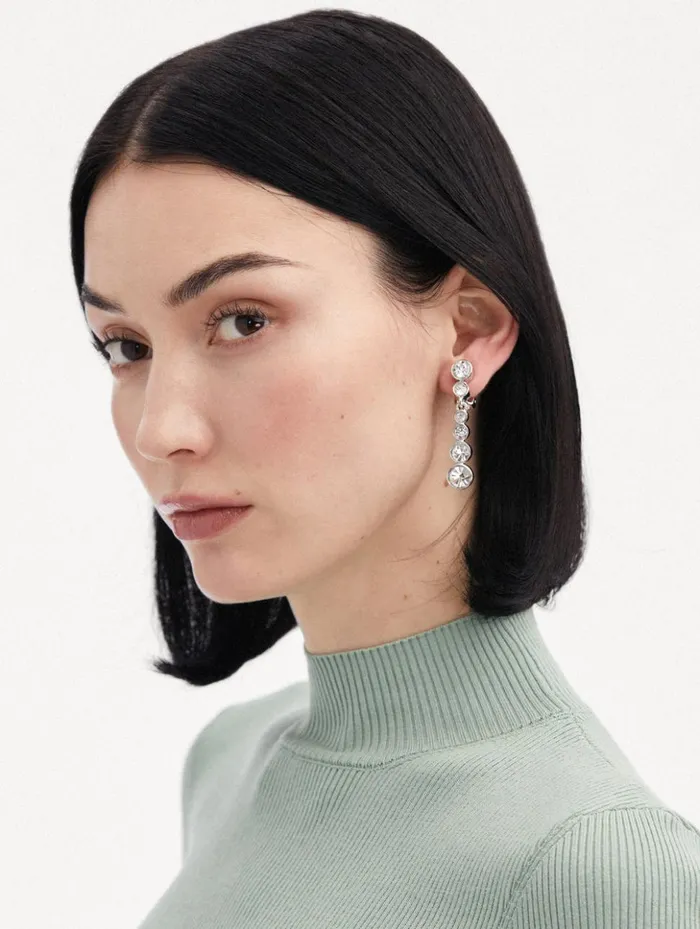 Women Earrings Oscar De La Renta Round Stone Drop ClipOn Earrings Crystal Women Earrings Oscar De La Renta Round Stone Drop ClipOn Earrings Crystal