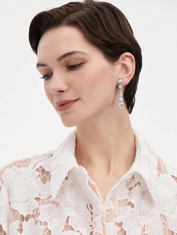 Women Earrings Oscar De La Renta Round Stone Drop ClipOn Earrings Crystal Women Earrings Oscar De La Renta Round Stone Drop ClipOn Earrings Crystal