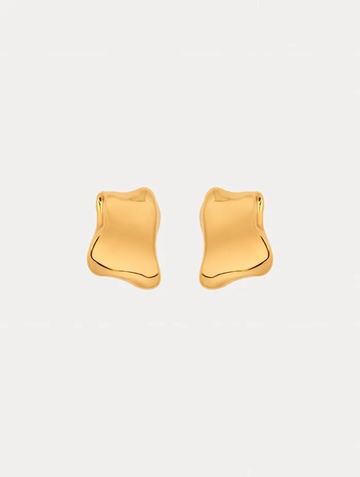 Women Earrings Oscar De La Renta Sculpted Metal ClipOn Earrings Gold