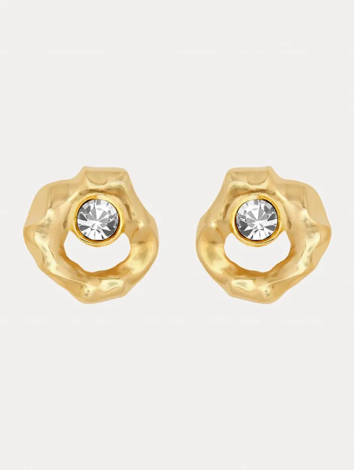 Women Earrings Oscar De La Renta Textured Metal Earrings Crystal
