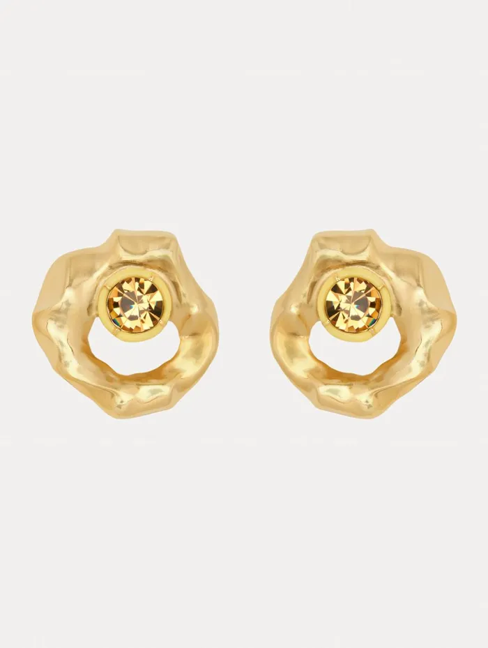 Women Earrings Oscar De La Renta Textured Metal Earrings Light Topaz