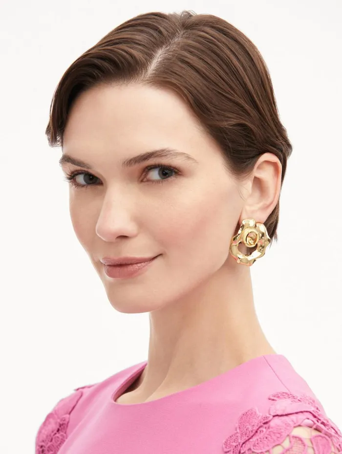 Women Earrings Oscar De La Renta Textured Metal Earrings Light Topaz Women Earrings Oscar De La Renta Textured Metal Earrings Light Topaz