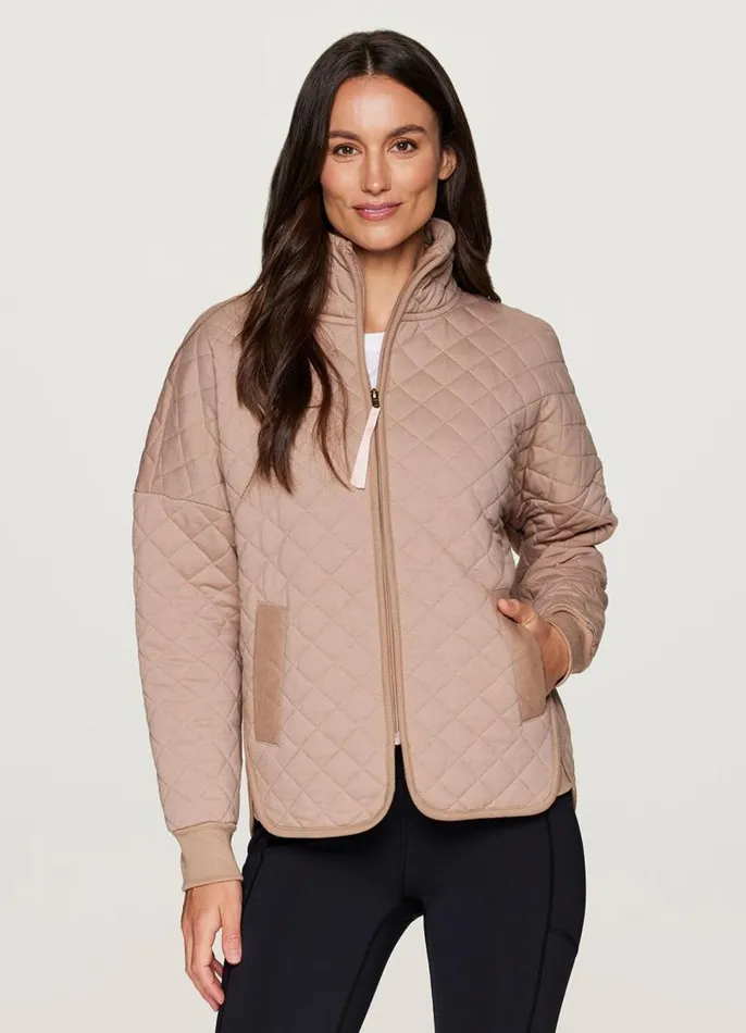 Women Echo Quilted Jacket Latte RBX Active Long Sleeve