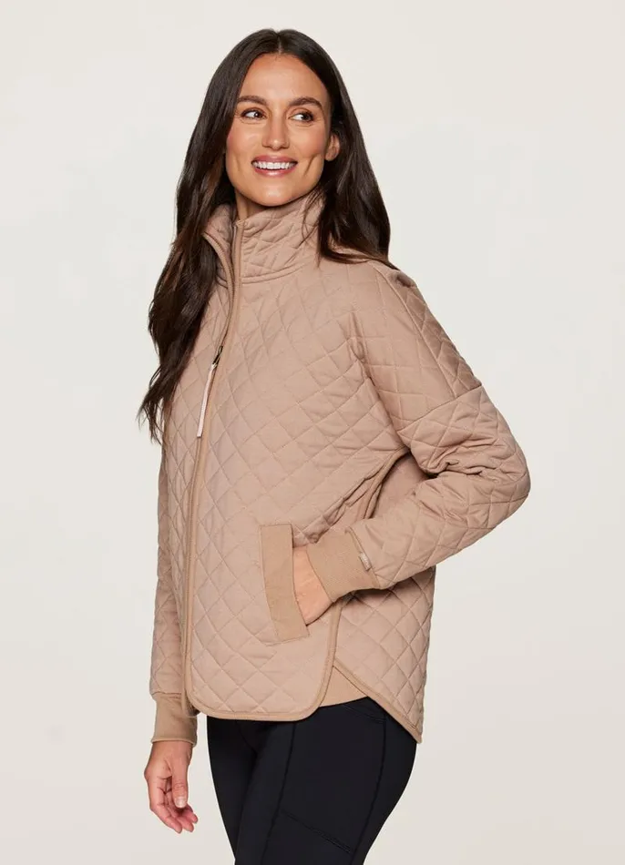 Women Echo Quilted Jacket Latte RBX Active Long Sleeve