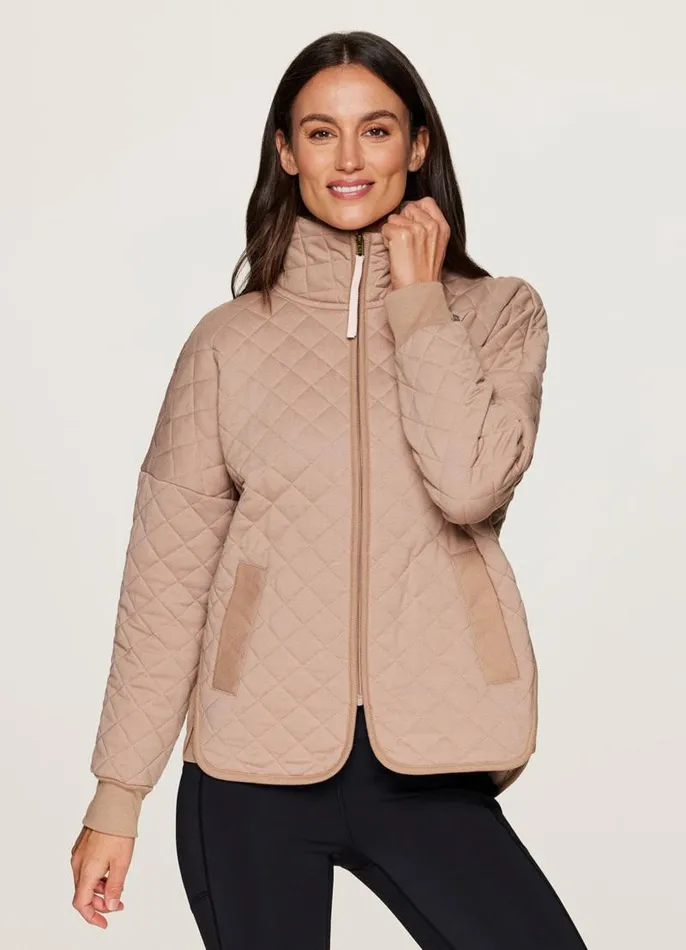 Women Echo Quilted Jacket Latte RBX Active Long Sleeve