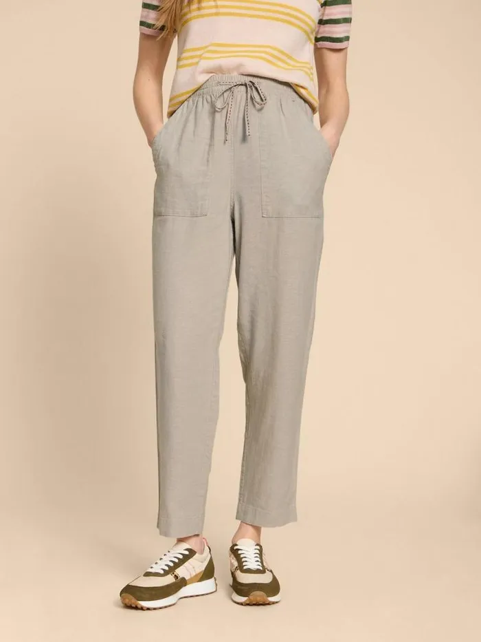 Women Elle Linen Blend Trouser Light Natural White Stuff Trousers