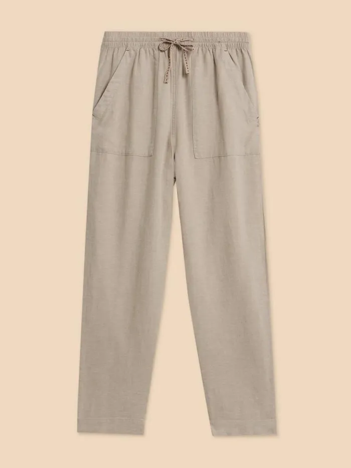 Women Elle Linen Blend Trouser Light Natural White Stuff Trousers