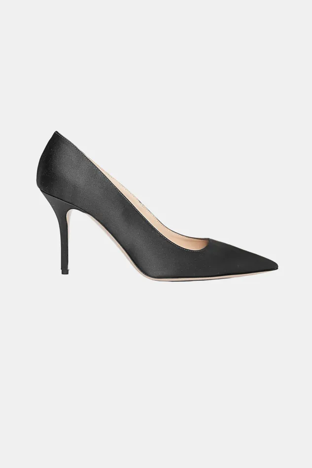Women Emilia Wickstead Sophia Heel In Black Satin Shoes