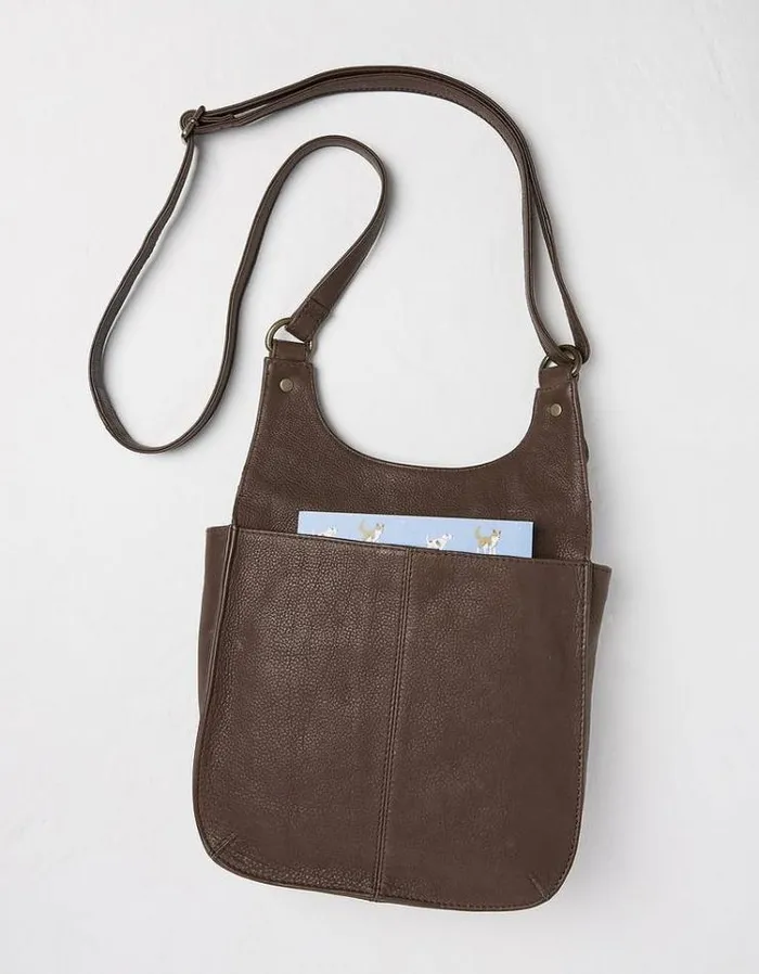 Women FatFace Bags and Wallets Anna Oiled Leather Crossbody Chocolate Brown
