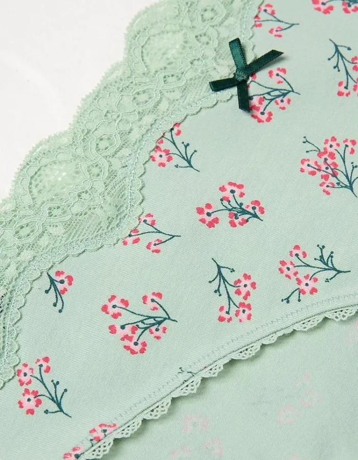 Women FatFace Buy 2 Get 1 Free Underwear Lola Floral Mini Knickers Light Green
