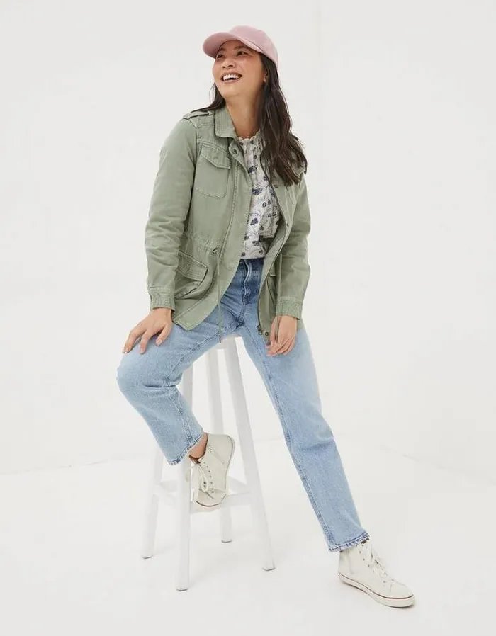 Women FatFace Coats and Jackets Lowen Field Jacket Khaki Green