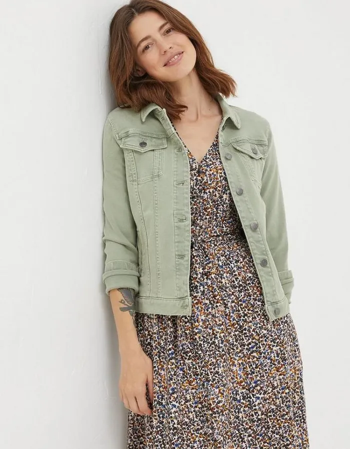 Women FatFace Coats and Jackets Tasha Denim Jacket Light Green
