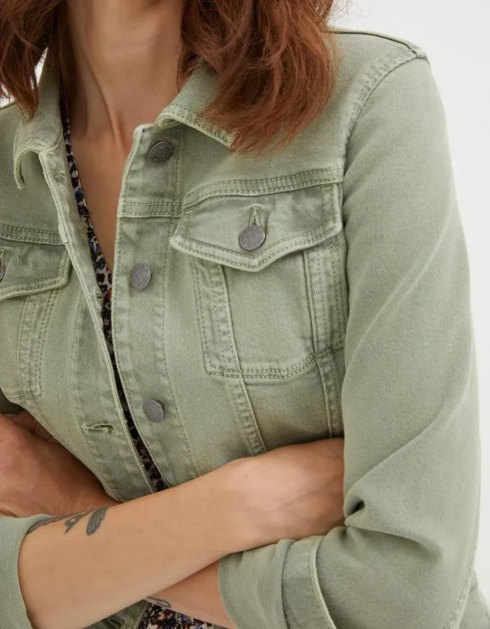 Women FatFace Coats and Jackets Tasha Denim Jacket Light Green