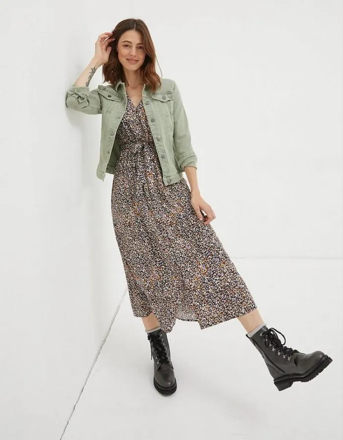 Women FatFace Coats and Jackets Tasha Denim Jacket Light Green
