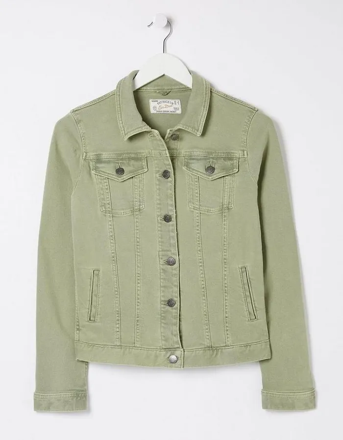 Women FatFace Coats and Jackets Tasha Denim Jacket Light Green