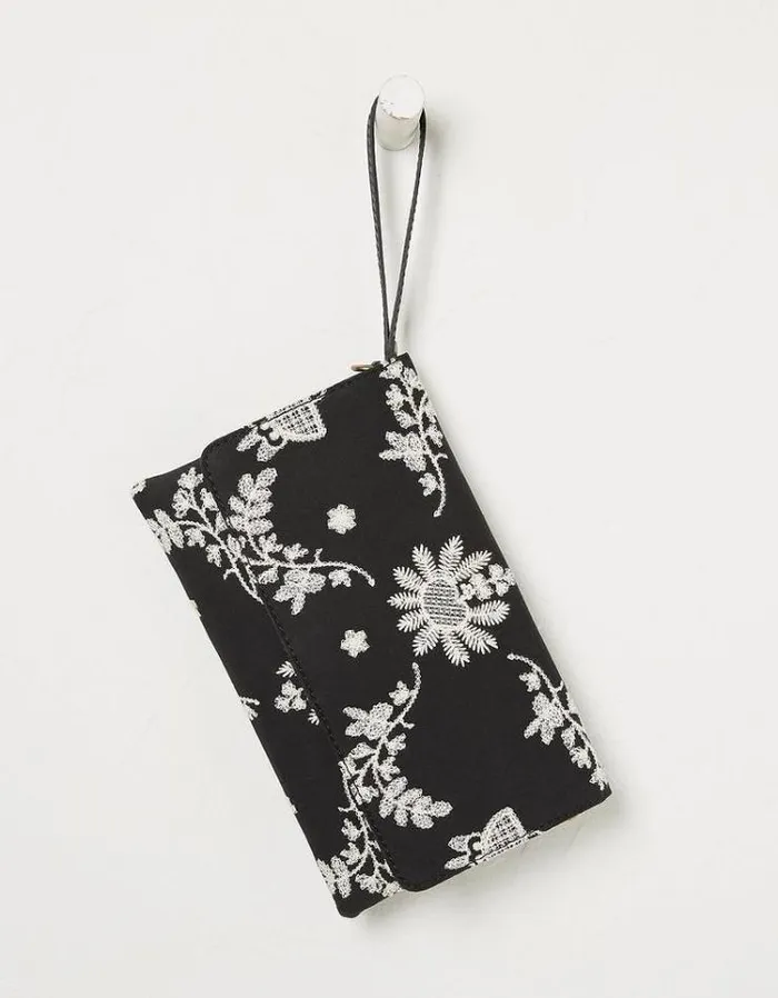 Women FatFace Copper and Black FatFace All Dressed Up Elena Wristlet Broderie Crossbody Bag Black