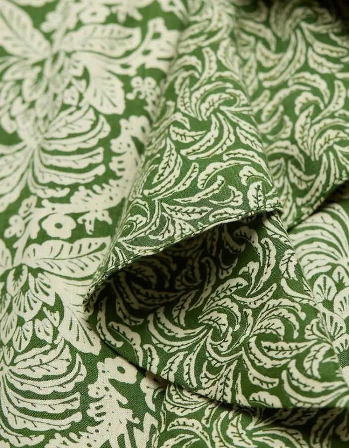Women FatFace Dresses Lucia Damask Floral Midi Dress Dark Green